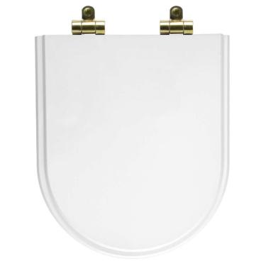 Imagem de Assento Sanitário Poliéster Soft Close Link-lk Branco Para Vaso Deca Com Ferragem Dourada