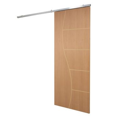 Imagem de Porta De Correr P- Verniz Frisada Kit Alumínio F07 - 210x100