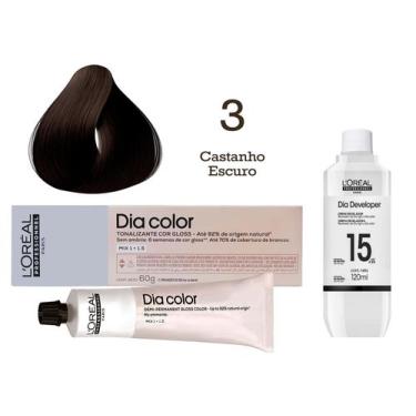 Imagem de Tonalizante Dia Color 3 Castanho Escuro + Emulsão Reveladora 15v  L'Or