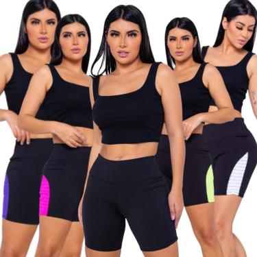 Imagem de Kit c/ 5 SHORTS LEG Legging REDINHA Cintura Alta Fitness Treino Casual Corrida Academia 1036-Feminino