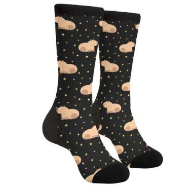 Imagem de Meias redondas LUMANSITTER Cute Capivara Black Fashion 40cm