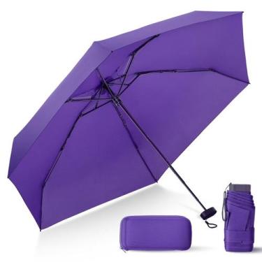Imagem de Guarda-chuva de viagem LEAGERA Compact com estojo roxo leve