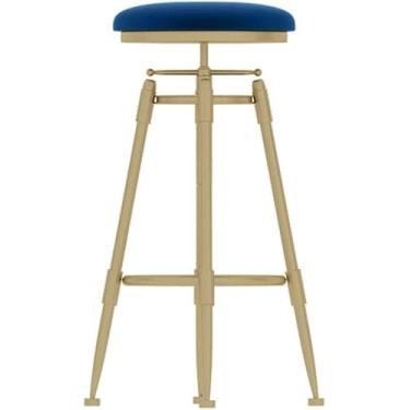 Imagem de WUHUQN Banquetas de bar cadeiras de bar com encosto alto banquinho estofado para cozinha, banco de café da manhã em casa e cozinha, almofada de flanela azul