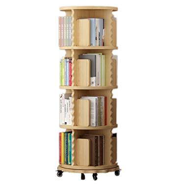 Imagem de AKALNNB Estante rotativa de madeira maciça, estante para casa com rodinhas de renda, 2/3/4/5/6 camadas
