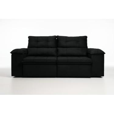 Imagem de Sofá Compacto, Prático e Versátil 2 Lugares Reclinável e Retrátil Bel Veludo LIMOV Perfeito para Salas Pequenas (Preto)