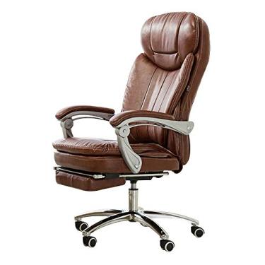 Imagem de Encosto alto para computador, computador de escritório com apoio para os pés, mesa de couro, mesa para jogos, altura ajustável, ergonômica, giratória, jogos, para escritório, sala de reuniões