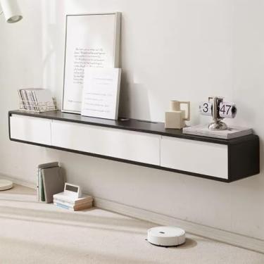 Imagem de Prateleiras montadas na parede de 120 a 240 cm, suporte de TV flutuante, unidade de TV flutuante para TV, preto, console de mídia de entretenimento, para sala de estar e quarto, preto - 240 x 24 x 20