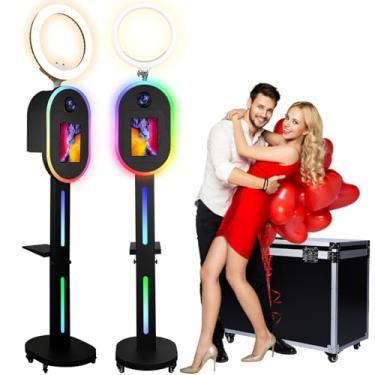 Imagem de RDYMONKEY Cabine fotográfica para todos os iPad e para câmera, estação de selfie, suporte para controle de aplicativo, anel de luz RGB, caixa de luz de sincronização de música, máquina de cabine