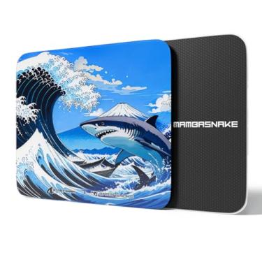 Imagem de MAMBASNAKE CM05 Mouse pad rígido de vidro contornado, textura nano-microgravada, superfície de vidro suave, alta precisão, movimento rápido, anti-arranhões, base super antiderrapante de couro PU