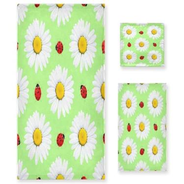 Imagem de xigua Conjunto de toalhas de banheiro vermelhas joaninhas absorventes macias 3 peças toalha de banho toalha de mão toalhas decorativas para banheiro, academia, hotel, praia, piscina