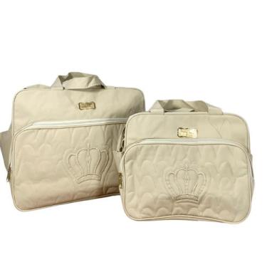 Imagem de Kit Bolsa Maternidade Bege Coroa Elegância e Organização - DaiCommerce
