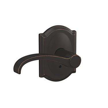 Imagem de Schlage Alavanca personalizada FC21 WIT 716 CAM Whitney com acabamento Camelot Hall-Closet e trava de banheiro para cama, bronze envelhecido