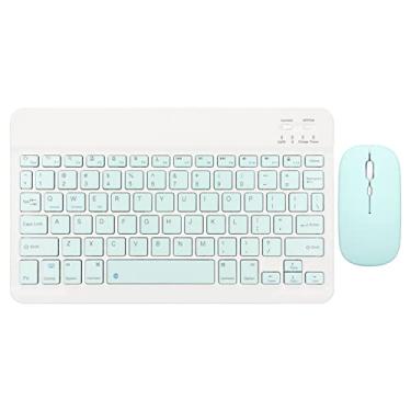 Imagem de Combo de teclado e mouse, teclado Bluetooth de carregamento USB de 25 cm, teclado ultrafino e silencioso com 3 marchas ajustáveis DPI 4 teclas, mouse para PC, laptop, desktop (verde)