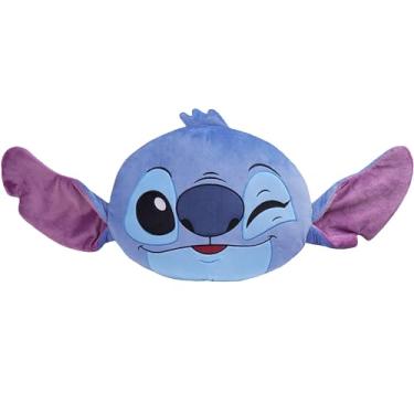 Imagem de Disney Almofadas de pelúcia Stitch 3D para viagem na cama, travesseiro fofo de carinho, acessórios de quarto, decoração de quarto, presentes para crianças (ponto azul/roxo, C 37 x L 38 cm)