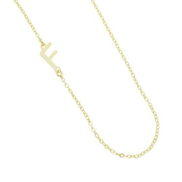 Imagem de Colar Banhado a Ouro 18K com Pingente de Letra Lisa Lateral - 45 cm + extensor de 5 cm (F)