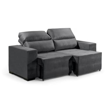 Imagem de Sofá Cancun 2 lugares Reclinavel e Retratil Suede Namoradeira (CINZA)
