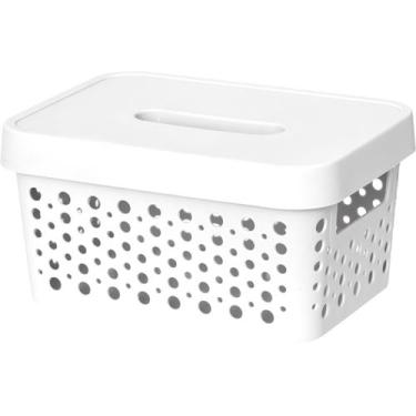 Imagem de KIT 6 Cestos Organizador  c/ Tampa Trama Rattan 2L Usual - Usual Utili