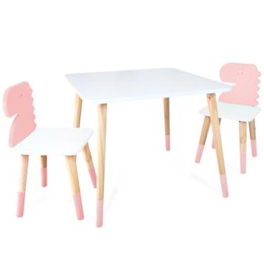 Imagem de Kit Mesa e 2 Cadeiras Infantil Dinossauro - Eita Casa Perfeita, Rosa B