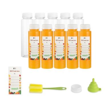 Imagem de Restaurantware - Garrafa Tek de suco de 236 ml para sucos, 1 garrafa com tampa - inclui etiqueta, tampa, escova e funil, recipiente de suco vazio de plástico transparente, para vitaminas, leite, chá
