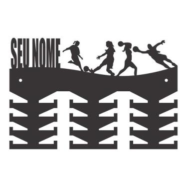 Imagem de Porta Medalhas Futebol Feminino Em Madeira Mdf 6mm Personalizado - Loj