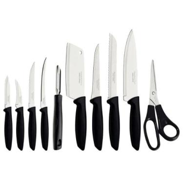 Imagem de Jogo de Facas Tramontina Plenus 23498/065 10 Peças Inox, INOX/PRETO