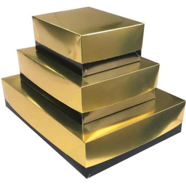 Imagem de Caixa para Presente com Tampa Paris Grande 25,5X35X7,5CM Dourada - Pac