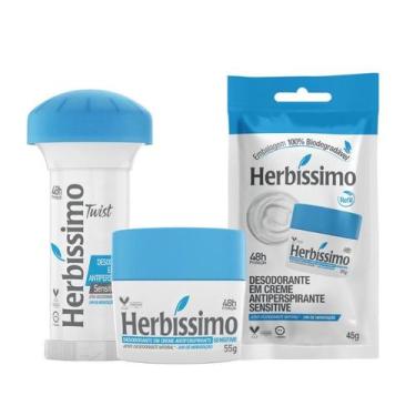 Imagem de Kit Desodorante Creme Antitranspirante Sensitive Herbíssimo 55G + Deso