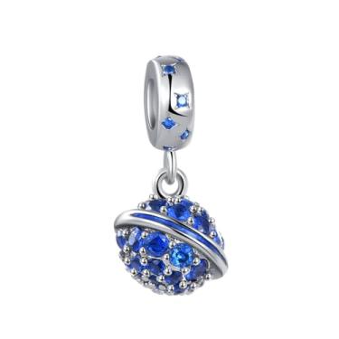 Imagem de MiiFort Pingente de zircônia cúbica azul planeta estrela celestial compatível com pulseiras Pandora Charms, One Size, Cobre, Sem Pedra Preciosa
