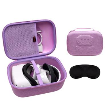 Imagem de XANAD Capa rígida compatível com Oculus Meta Quest 3/Quest 2/Vision Pro Official Original/Elite Strap Version e acessórios de controle de toque, adequada para viagens e armazenamento doméstico (roxo)