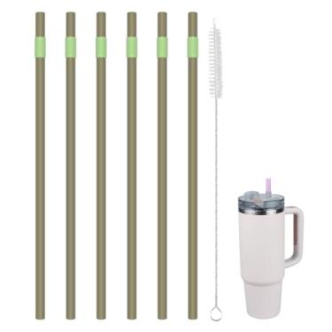 Imagem de KLOWOAH Canudo de substituição compatível com copo Stanley de 850 g, com 1 escova, pacote com 6 (verde)