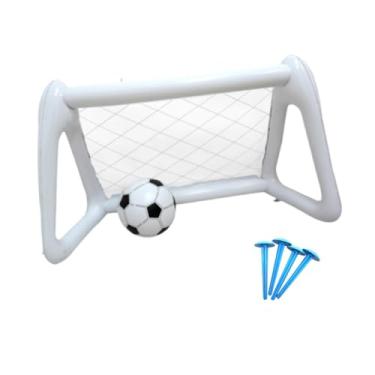 Imagem de Colaxi Mini conjunto de gol de futebol infantil com estacas de solo inflável dobrável mini rede e bola para campo de quintal de parque