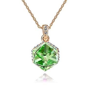 Imagem de Colares com pingente de cristal Swarovski cúbico em mudança de cor EVEVIC para mulheres banhados a ouro 14 K Joias hipoalergênicas