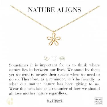 Imagem de MUSTHAVE Colar de flor desabrochando de linha simples banhado a ouro 18K, cor ouro amarelo, corrente de âncora, tamanho 40,6 cm + extensor de 5 cm, cartão presente, aniversário, BFF (ouro amarelo),