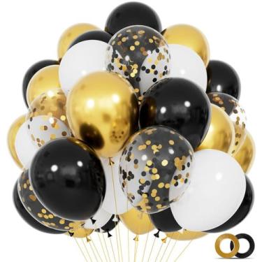 Imagem de Balões de Festa KUULBELA - 68 Unidades (Preto, Branco e Dourado com Co