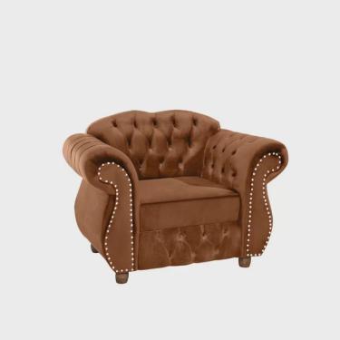 Imagem de Quatro Poltronas Chesterfield Merlo - Veludo Terra Cota / Decoração, recepção, barbearia, sala tv estar