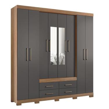 Imagem de Guarda Roupa Casal Nápoles 8.4 8 Portas 4 Gavetas com Espelho e Pés - Santos Andirá Jat...