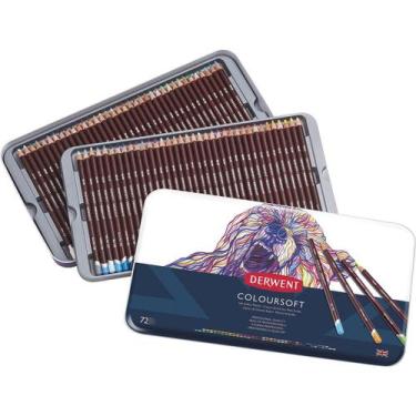 Imagem de Lápis de Cor Permanente Coloursoft 72 Cores Estojo Lata - Derwent, Úni
