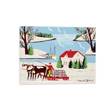 Imagem de Maud Lewis Poster-Famous Canvas Prints Reprodution-Artwork Picture Wall Art para decoração moderna de sala de estar (puxando boi) Tela embrulhada 60x80cm-23x31in