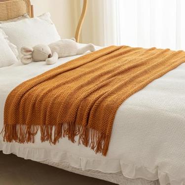 Imagem de Cachecol de corredor de cama de hotel cor sólida macio sem desbotamento toalha de cama com borla protetor de cama respirável cobertor de malha colcha de quarto decoração - café ||70 * 230 cm (cama de