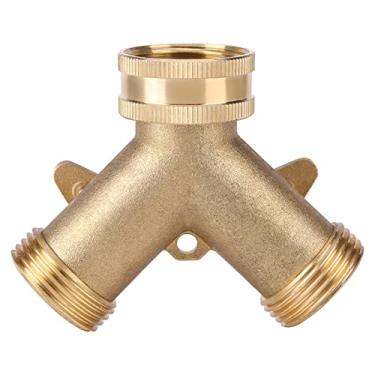 Imagem de Adaptador de Torneira de Bronze Bronze, Converte 1 Tampe Jardim Em 2 Pontos Venda, água Fácil Controle Em Dois Lugares, Conexão Linha Européia Ouro 3/4, Ideal para Canteiros Flores, Gramados,