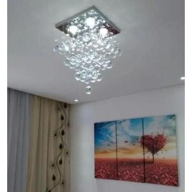 Imagem de Lustre de cristal para sala quarto com 40 cm de altura base de inox es
