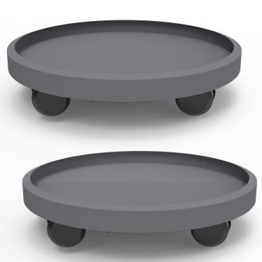 Imagem de WanderingDonkey Pacote com 2 suportes de plantas resistentes de 9,8 polegadas com rodas, carrinho de vaso com suporte para plantas rolantes, carrinho de flores em vaso com rodízios, porta-copos