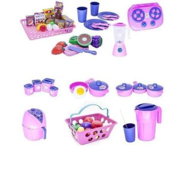Imagem de Kit Infantil Mercado Panela Copo Prato Pote Air Fryer 55Pç - Altimar