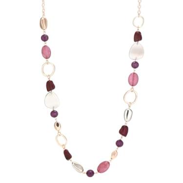 Imagem de Dazylleco Colar longo com contas douradas/ouro rosa para mulheres, grosso, longo, com contas de resina, moda, suéter, corrente, bijuteria, presentes, Resina, Sem Pedra Preciosa