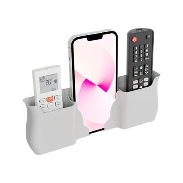 Imagem de Suporte De Parede Porta 2 Controles Remoto Ar Tv E 1 Celular Universal