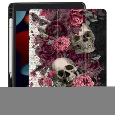 Imagem de CozyNestCY Capa retrô de corvo de flor para iPad 10,9 polegadas 10º boho gótico floral pássaro capa para iPad vintage com parte traseira transparente transparente automática hibernar/despertar à prova