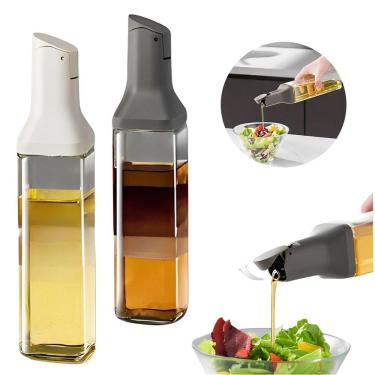 Imagem de 2X Galheteiro Vidro Porta Azeite Óleo Vinagre Quadrado 500Ml