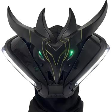 Imagem de Fudaole Black Cyberpunk Techwear Mask – Futuristic LED Cosplay Helmet for Raves, Festivals, Halloween & Streetwear Outfits