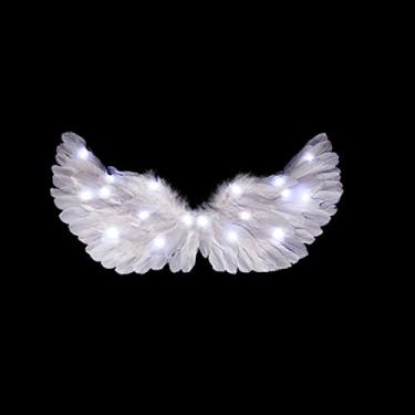 Imagem de Generic Traje de Penas Brancas Artesanais Com Asas de Cupido Brilhantes LED para Baile de Máscaras de Férias (Genericphzxbqocwi-5)