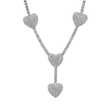 Imagem de Colar feminino totalmente gelado – Corrente de tênis hip hop ajustável de 45,7 cm com diamantes simulados, joia moderna para presente, One Size, Metal, Zircônia cúbica